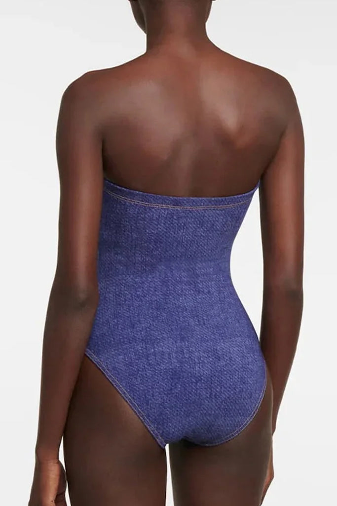 COCO FAREL Karsin Μπλε Ολόσωμο Μαγιό και Παρεό Φούστα | Γυναικεία Μαγιό Παρεό - Ολόσωμα - Swimwear | Karsin Blue One Piece Swimsuit with Pareo Skirt