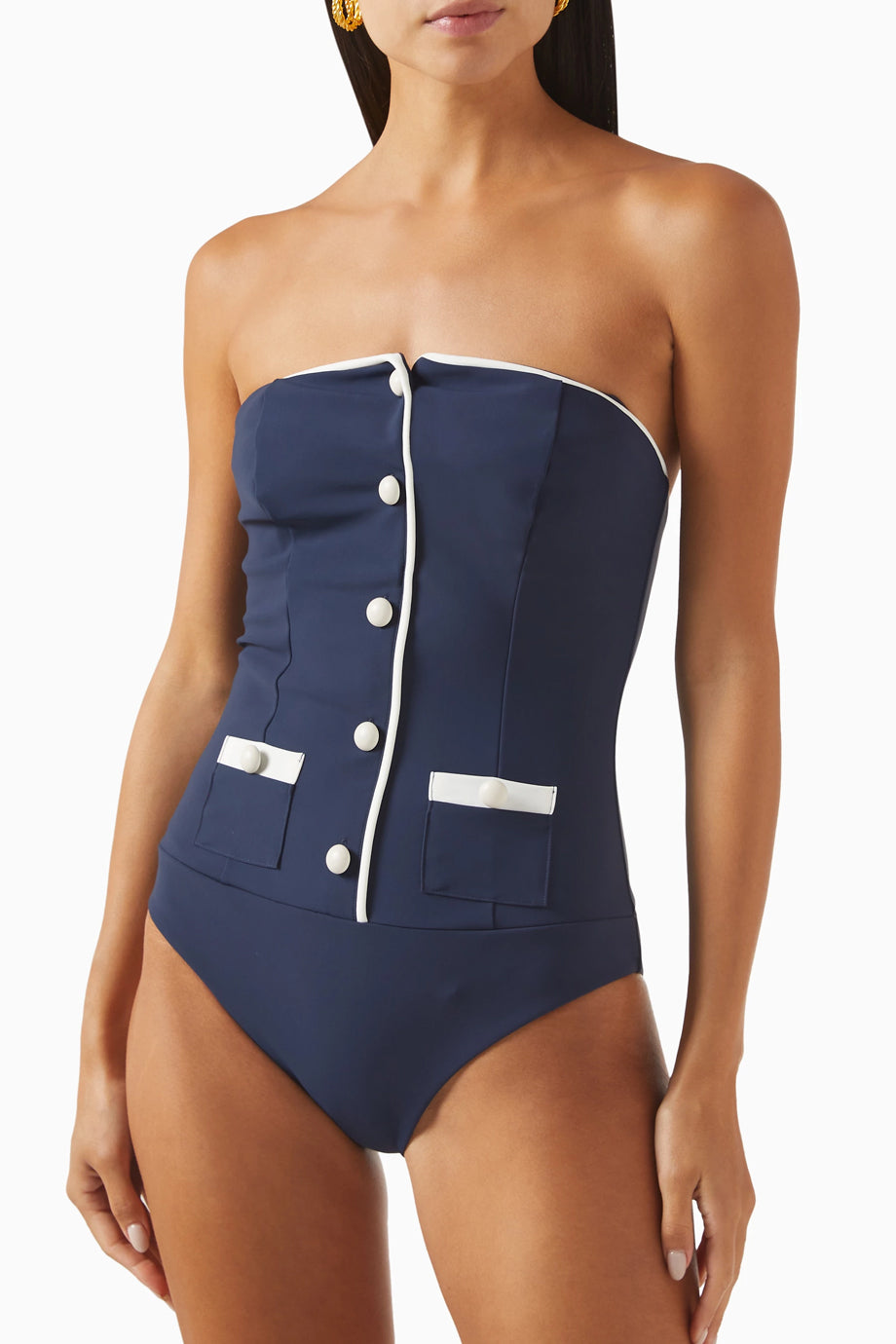 Vesper Navy Ολόσωμο Μαγιό και Σορτς Σετ | Μαγιό - Ολόσωμα - Swimwear One Piece | Vesper Navy One-Piece Swimsuit with Shorts Set