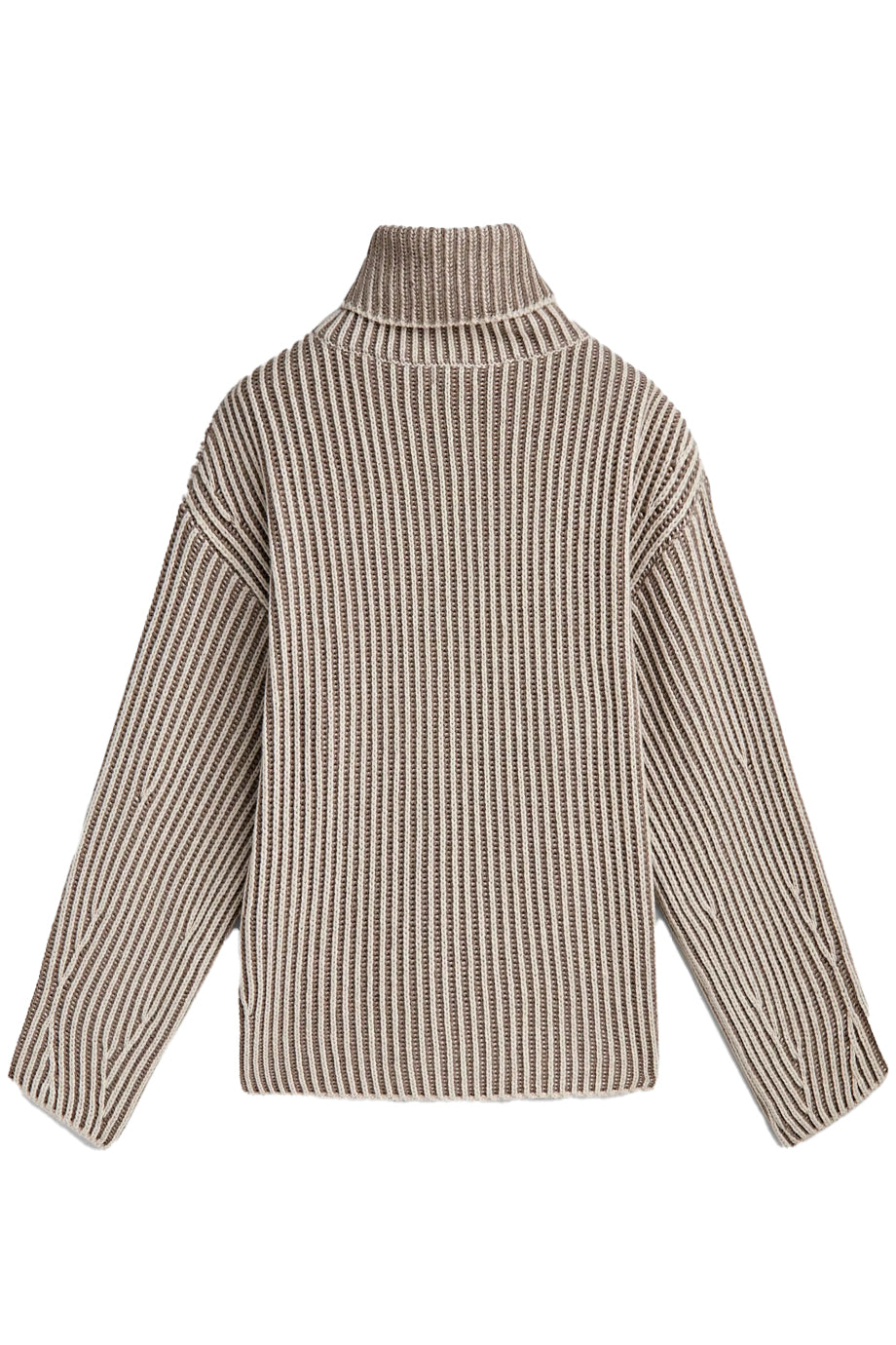 Mantria Μπεζ Ριγέ Πουλόβερ με Ζιβάγκο | Πουλόβερ Πλεκτά - Sweaters Knitwear | Mantria Beige Ribbed Turtleneck Sweater