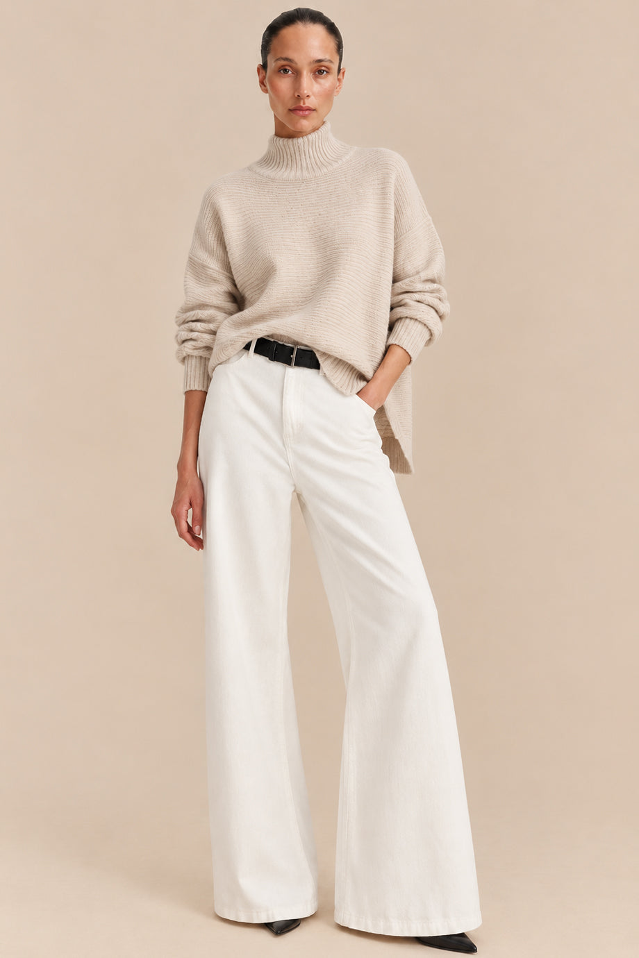 Marlowe grijze oversized gebreide coltrui