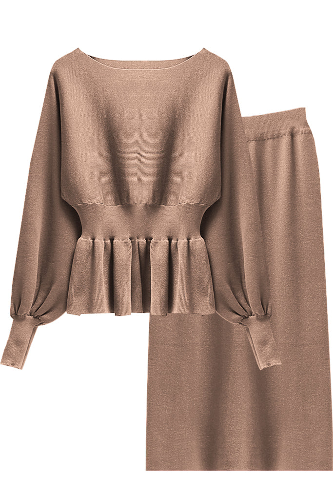 Alorta Groene Gebreide Set met Blouse en Rok