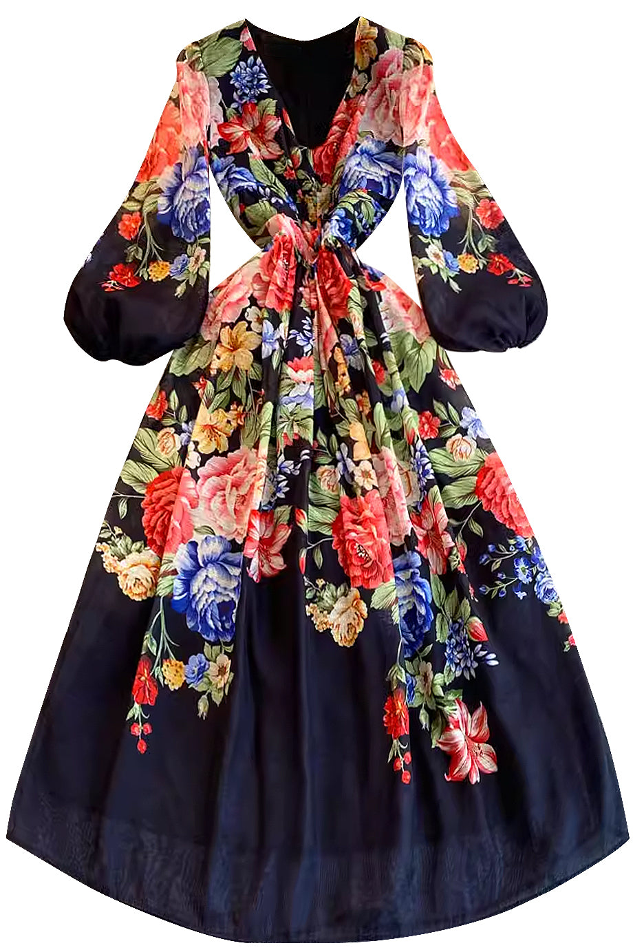 Daisela Multicolor Bloemenprint Jurk
