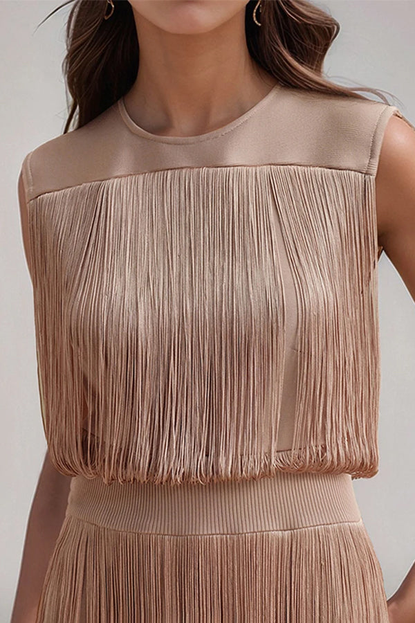 Sahara Swing Ελαστικό Φόρεμα με Κρόσσια | Γυναικεία Ρούχα - Φορέματα - Βραδινά | Sahara Swing Elastic Fringe Dress Dress