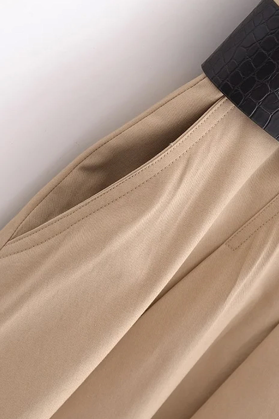 Terra Midi Jurk met Ceintuur en Geplooide Rok