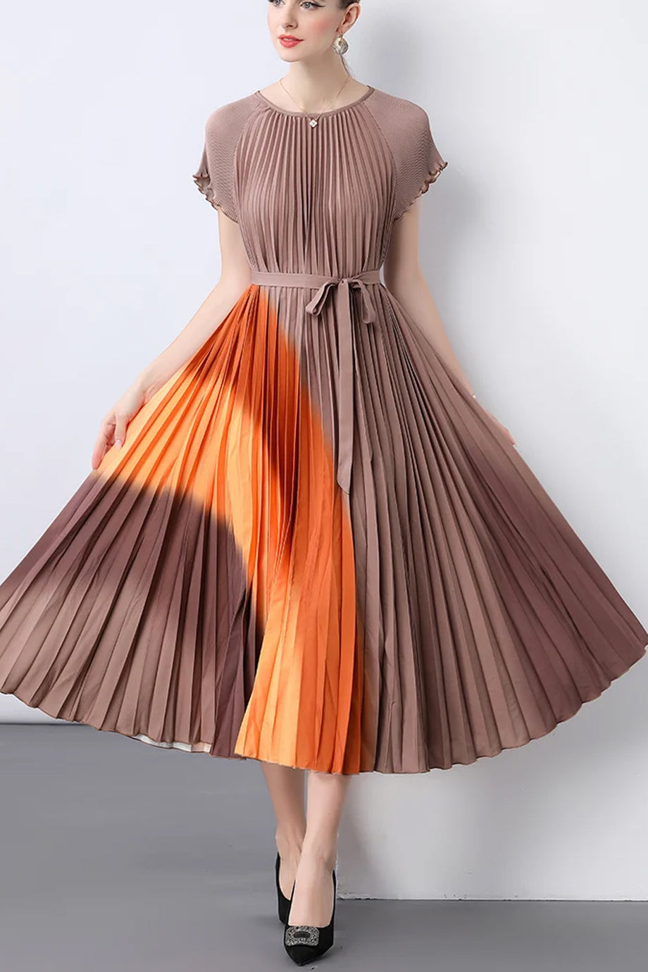 Solene Multicolor Geplisseerde Jurk