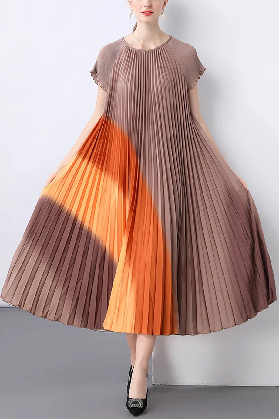 Solene Multicolor Geplisseerde Jurk