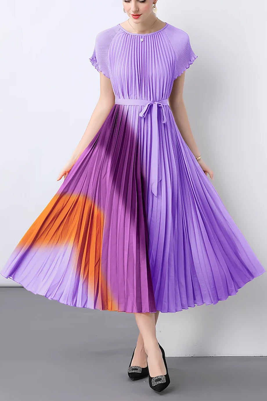 Solene Multicolor Geplisseerde Jurk