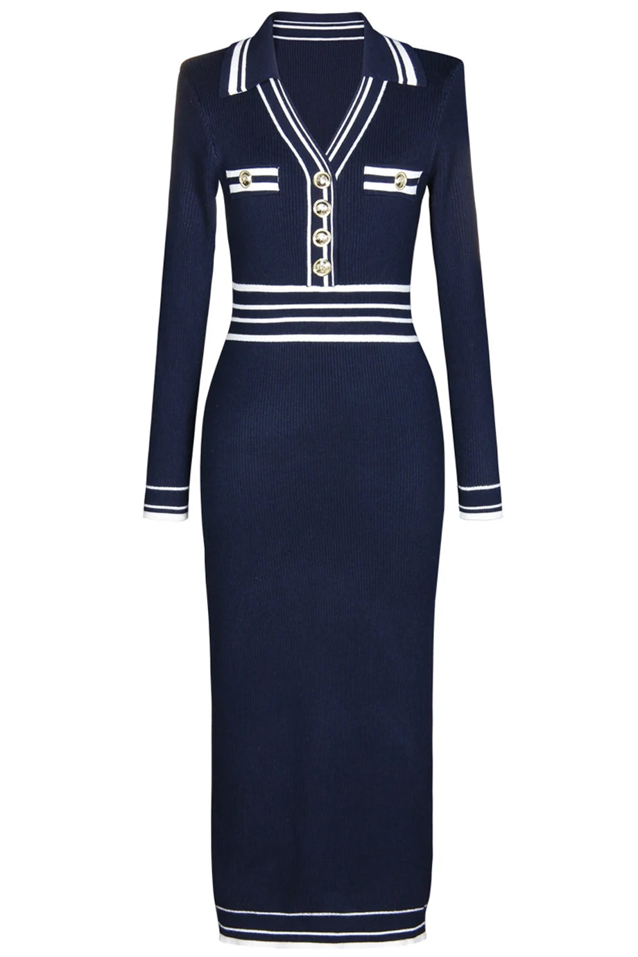 Mirielle Gebreide Midi Jurk