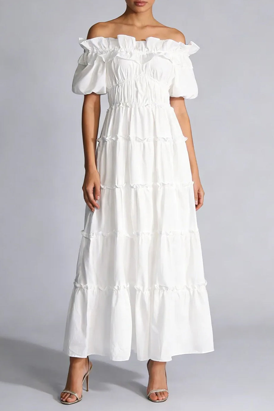 Rosamie Φόρεμα με Παρτούς Ώμους | Γυναικεία Ρούχα - Φορέματα | Rosamie Off Shoulder Tiered Maxi Dress