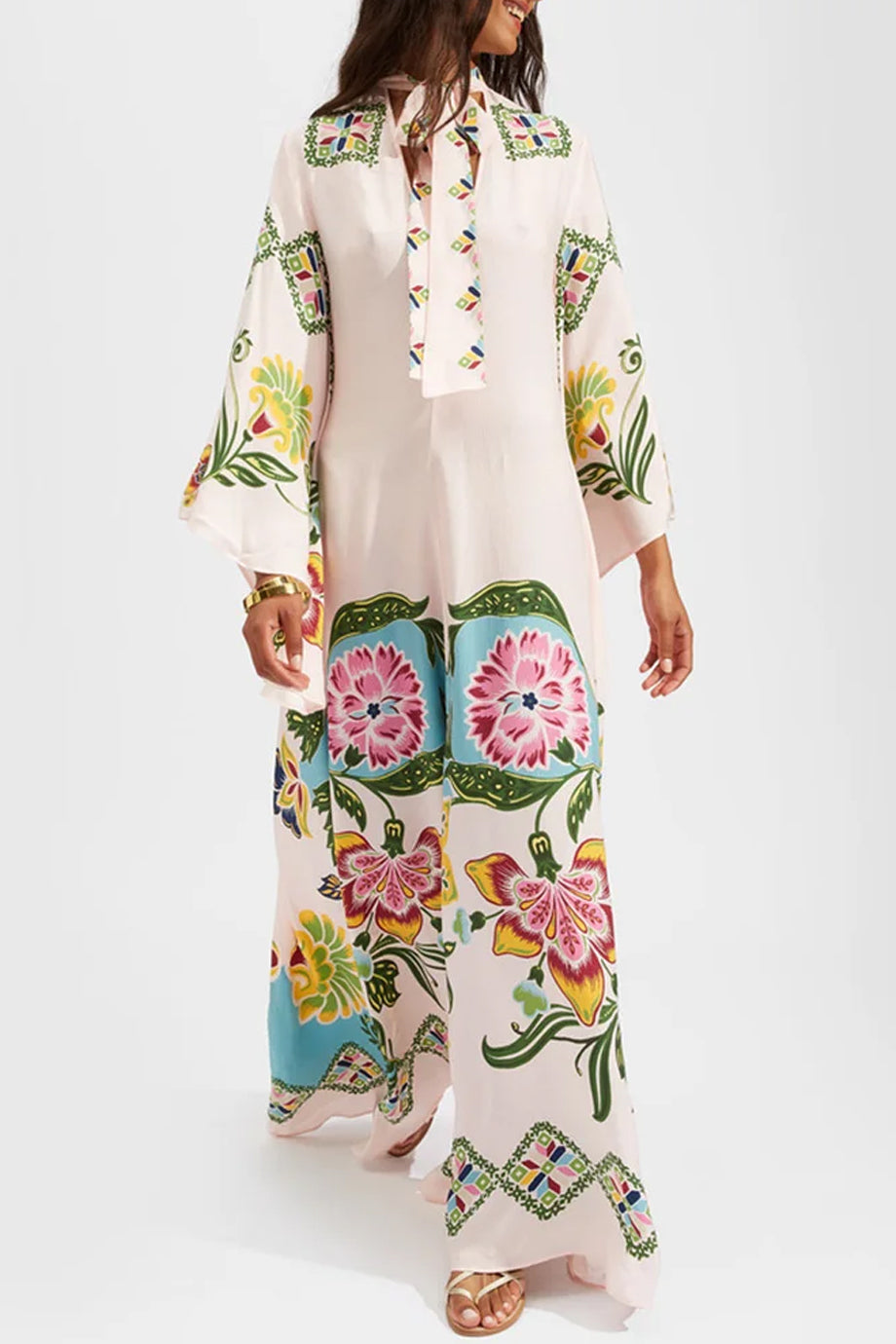 Maravilla Εμπριμέ Φλοράλ Μάξι Φόρεμα Καφτάνι | Καφτάνια Κιμονό Ριχτά Φορέματα - Beachwear - Loungewear | Maravilla Maxi Printed Kaftan Dress