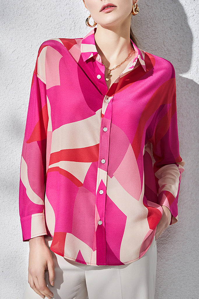 Adley Φούξια Εμπριμέ Πουκάμισο | Γυναικεία Ρούχα - Τοπ - Πουκάμισα | Adley Fuchsia Printed Shirt