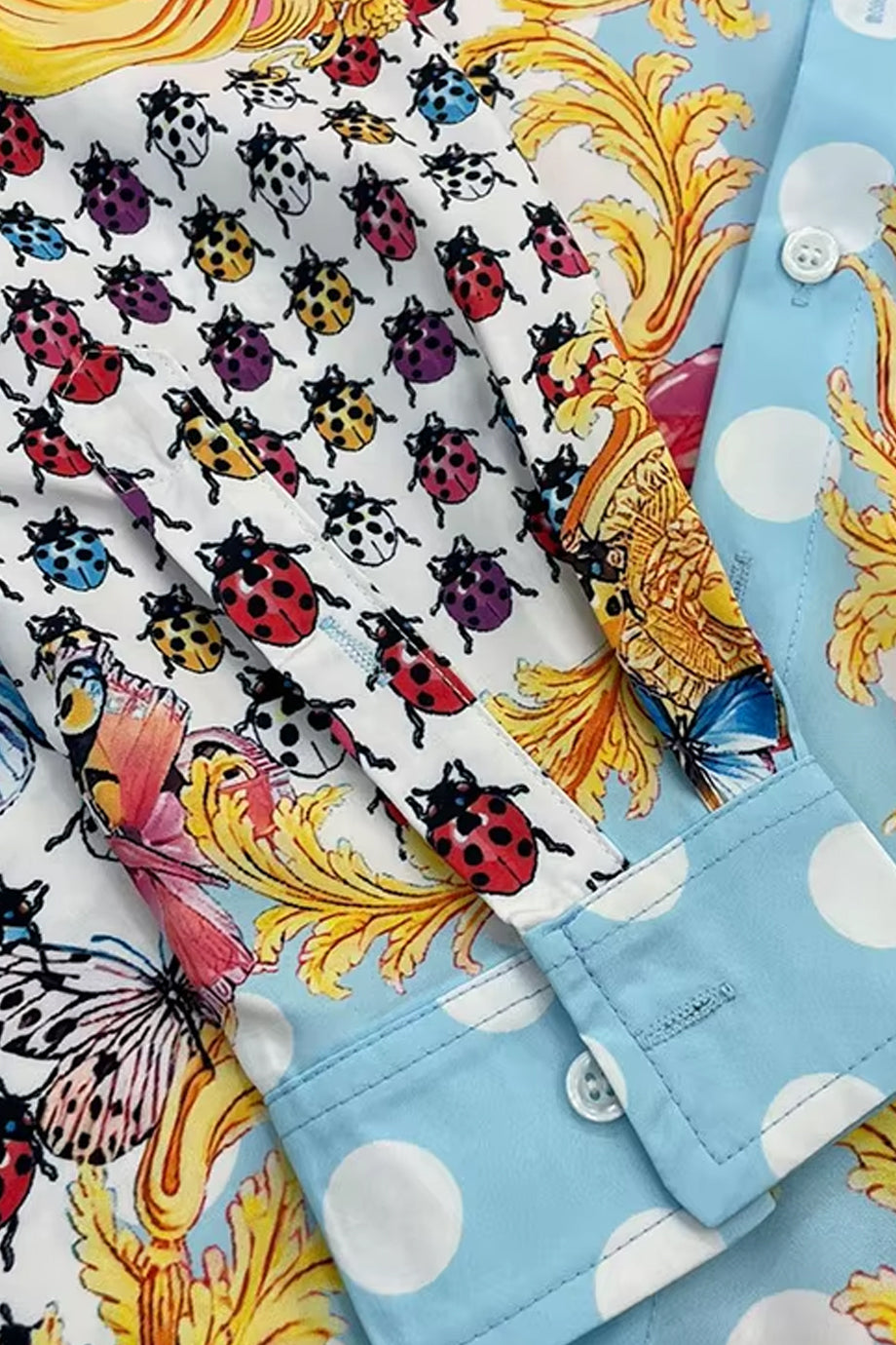 Sweet Ladybug Εμπριμέ Πουκάμισο | Γυναικεία Ρούχα - Πουκάμισα Τοπ | Sweet Ladybug Multicolor Shirt