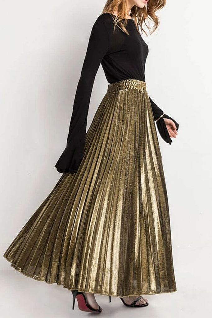 Sparley goud metallic geplooide rok