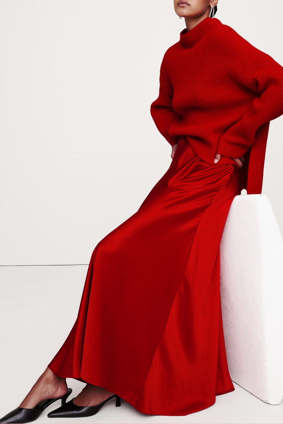 Albin Κόκκινη Σατέν Φούστα | Φούστες Skirts | Albin Red Satin Skirt