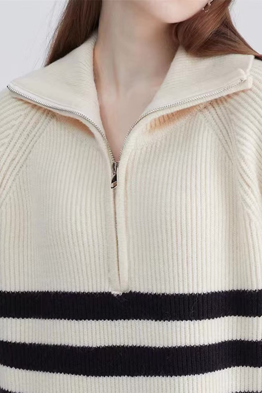 Zarkolia gestreepte gebreide midi-jurk met Ziva