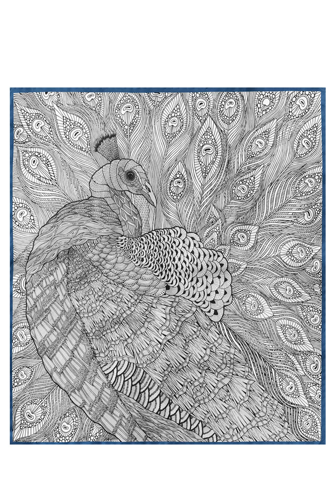 Mijnheer Charming Peacock zijden sjaal