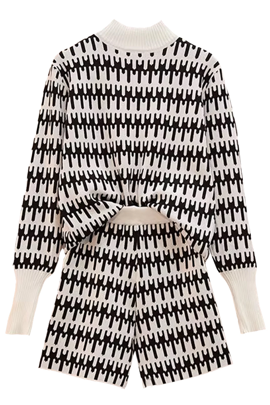 Manimy set van zwart en wit gebreide trui en short