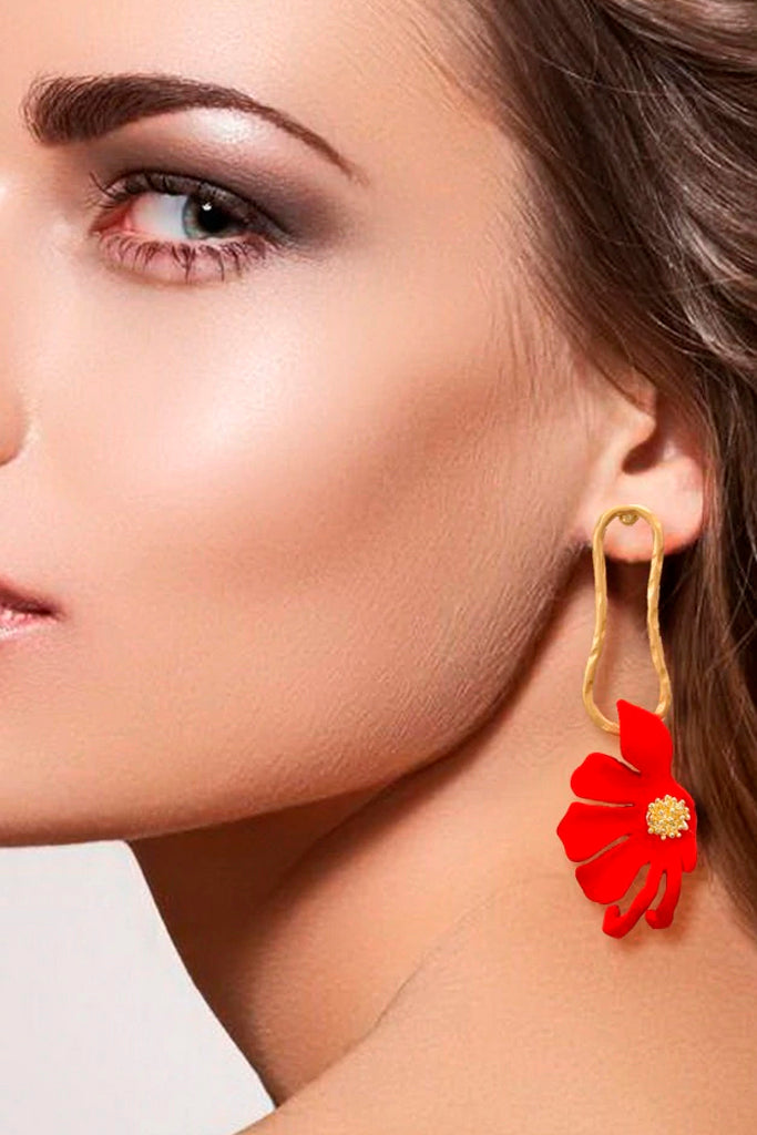 Lecaly Πράσινα Κυπαρισσί Σκουλαρίκια με Λουλούδι | Κοσμήματα - Σκουλαρίκια