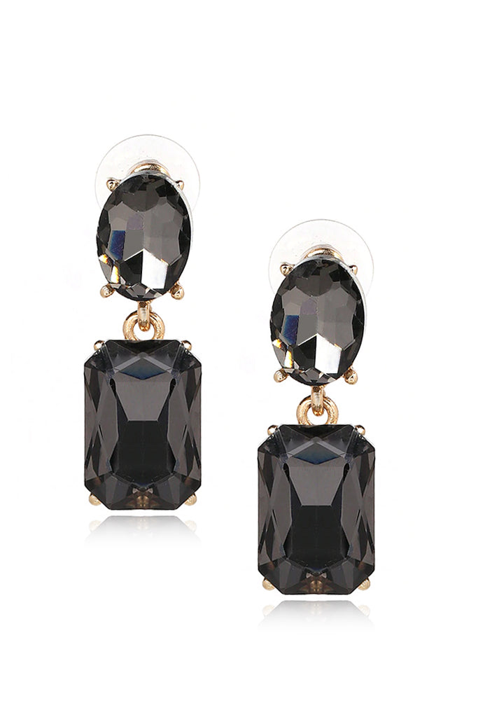 Sasha oorbellen met grijze kristallen