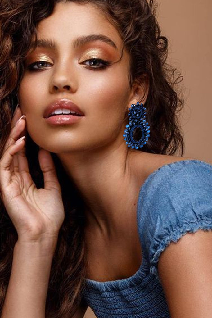 Lycia blauwe kralen oorbellen