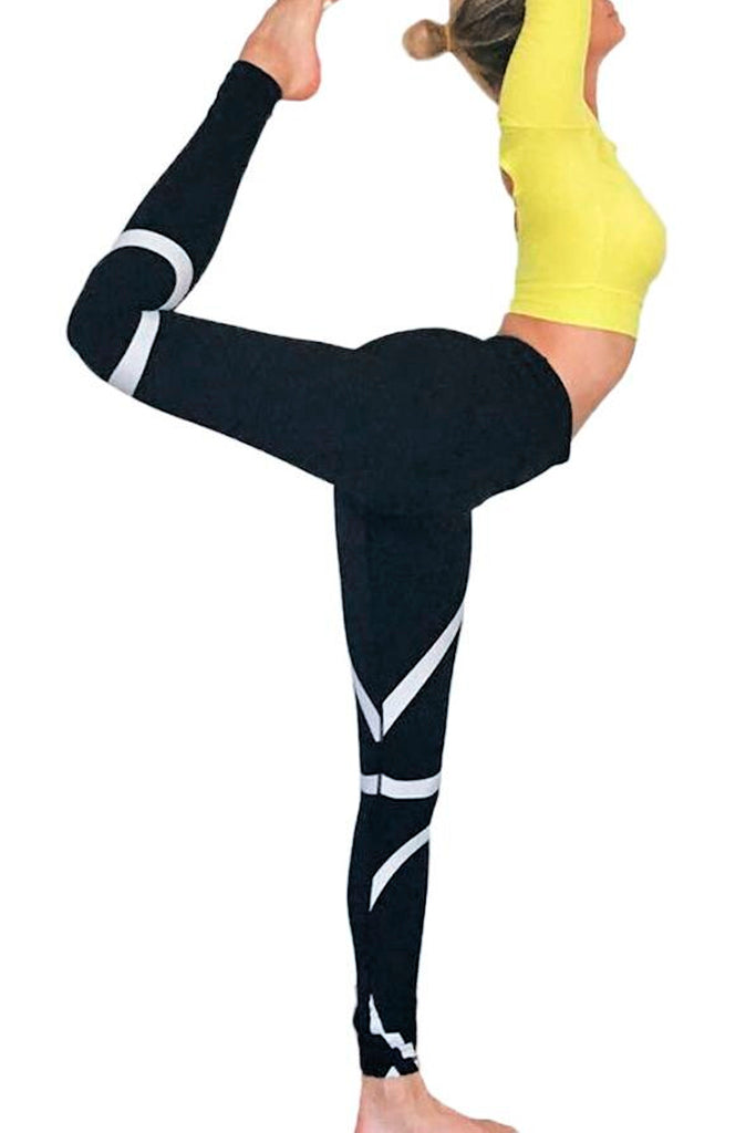 Linten Zwart Patroon Yoga Legging