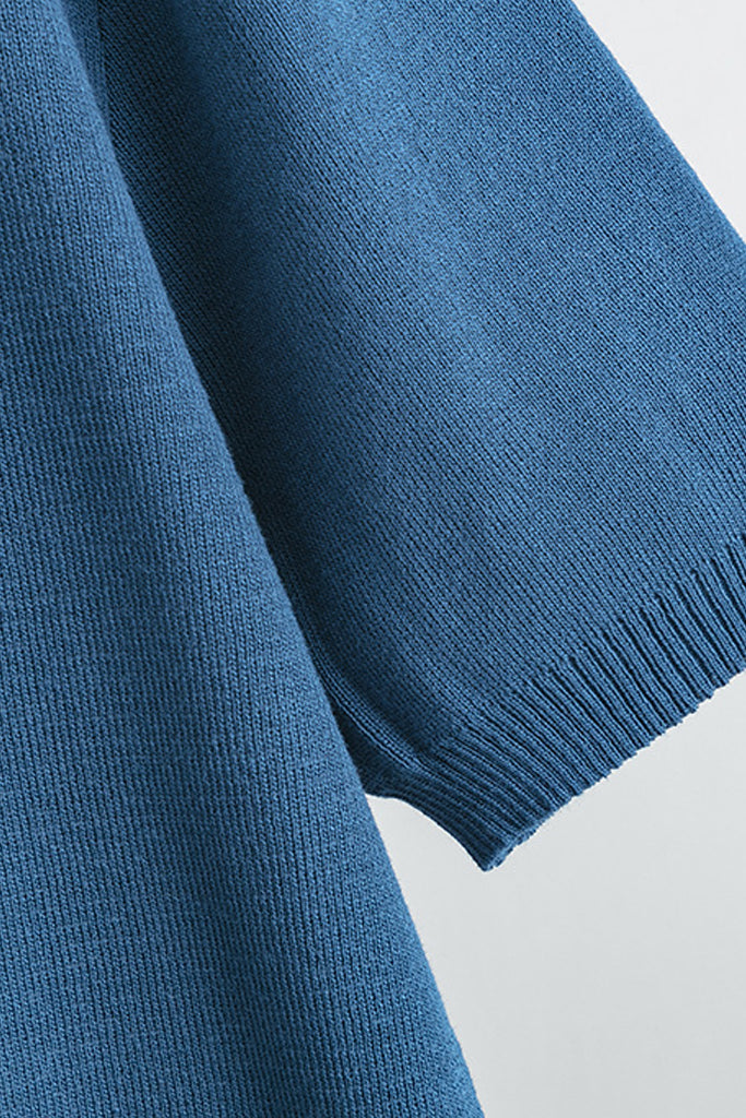 Farley blauwe gebreide top en broekset