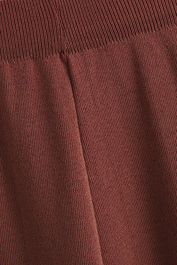 Bertra Καφέ Πλεκτό Σετ Τοπ και Παντελόνι | Γυναικεία Ρούχα - Πλεκτά Σετ - Moncye | Bertra Brown Knitted Set with Top and Pants