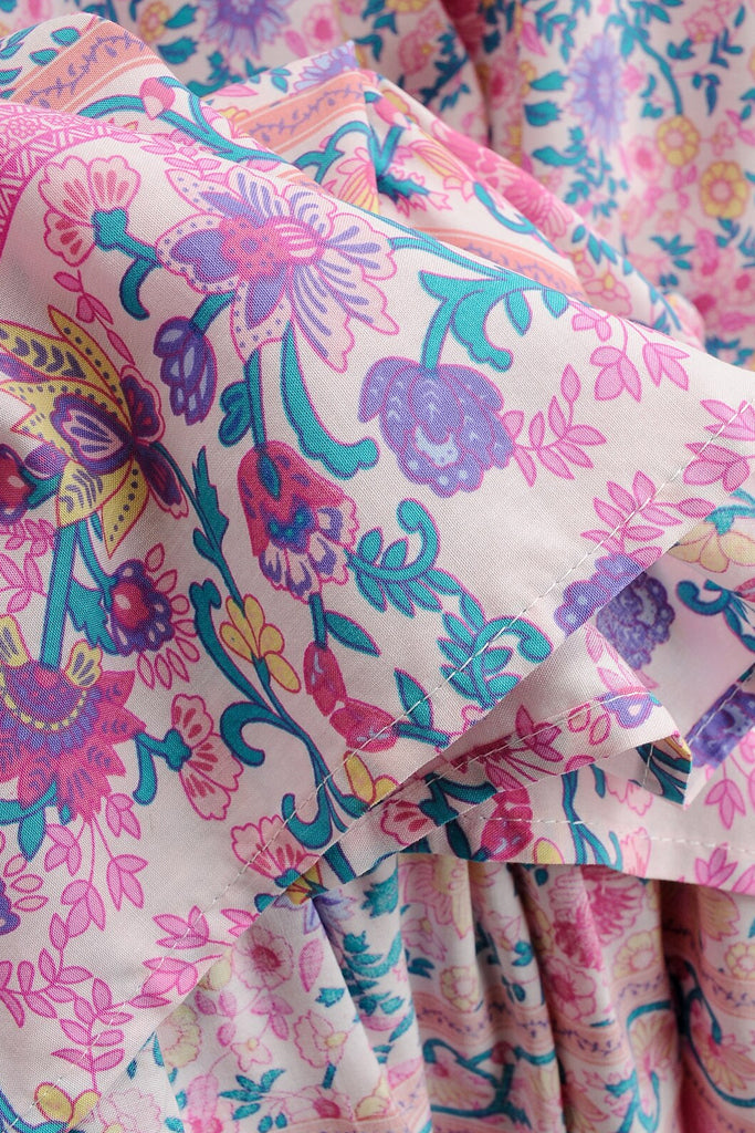 Frelia Ροζ Εμπριμέ Ασύμμετρο Φλοράλ Φόρεμα | Γυναικεία Ρούχα - Φορέματα