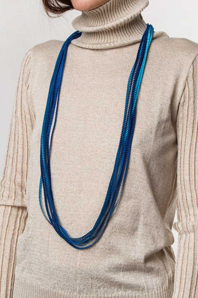 Essilp olijfgroene veelkleurige stoffen ketting