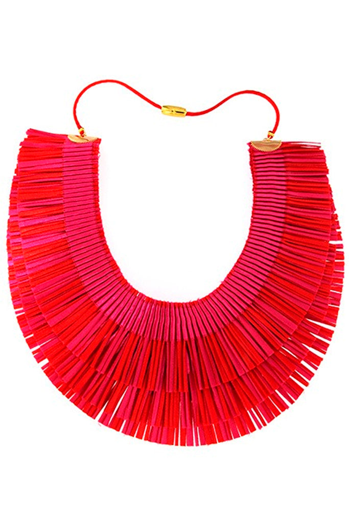 RA Triple Fuchsia veelkleurige stoffen ketting