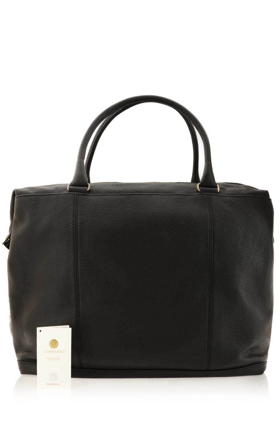 CAPOVERSO CAVALLINO Zwarte leren tas met ponyhaar