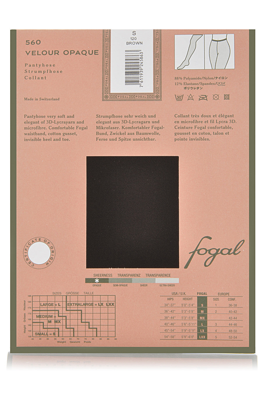 FOGAL 560 VELOUR OPAQUE grijze panty 215 Shadow