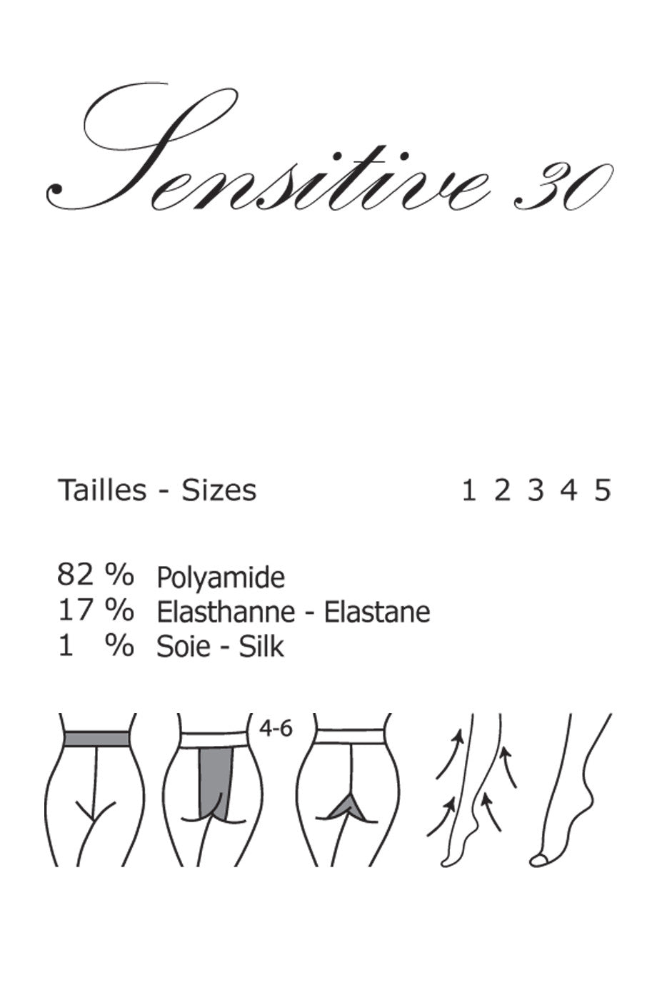 GERBE SENSITIVE 30 Μαύρο Διάφανο Καλσόν