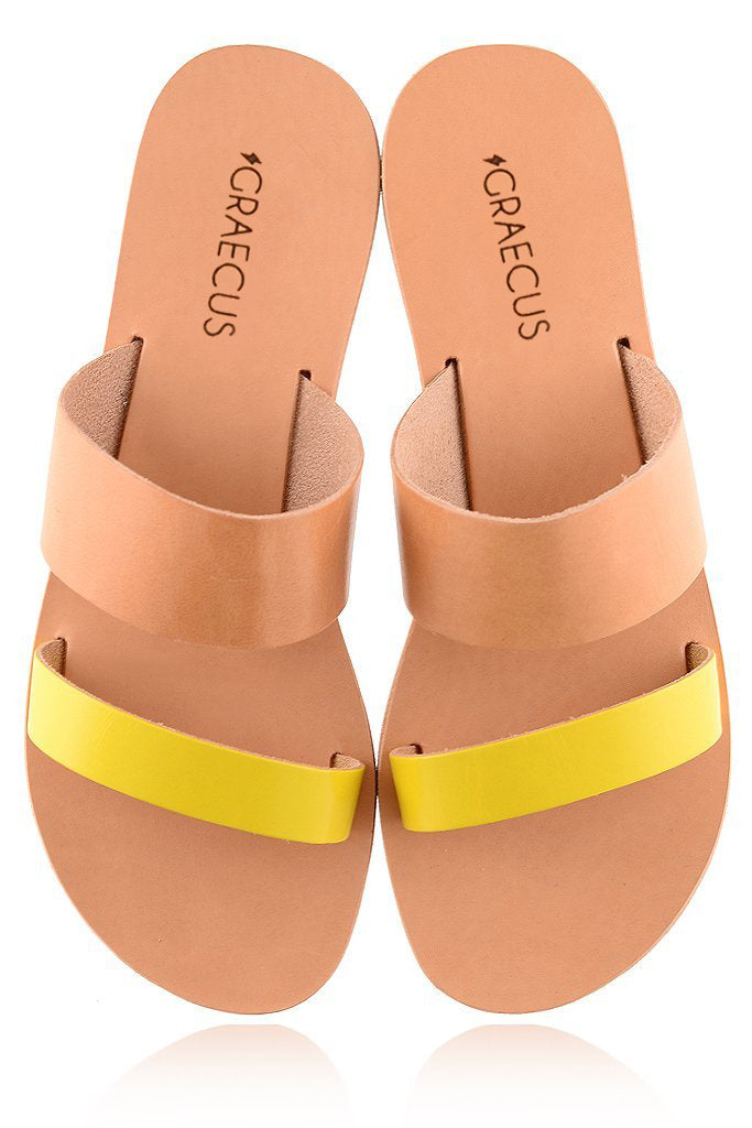 Μπεζ Κίτρινα Δερμάτινα Σανδάλια - GRAECUS Sandals | Γυναικεία Παπούτσια