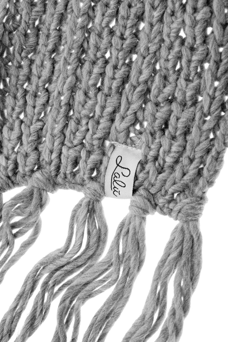 LALU BERN Γκρι Πλεκτό Κασκόλ