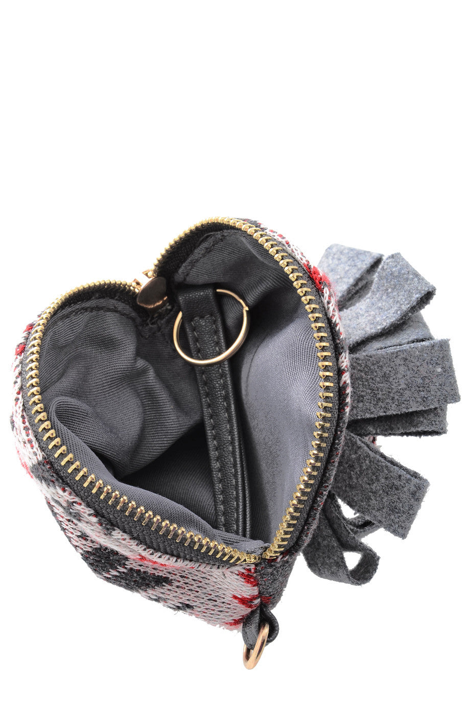 Γκρι Κόκκινο Στρογγυλό Tσαντάκι | Γυναικεία Πορτοφόλια