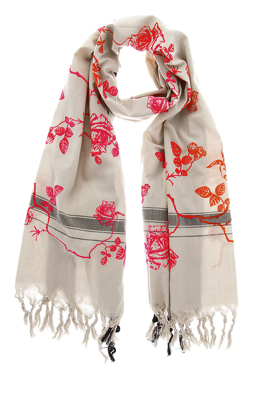 ROSES Beige sjaal met patronen