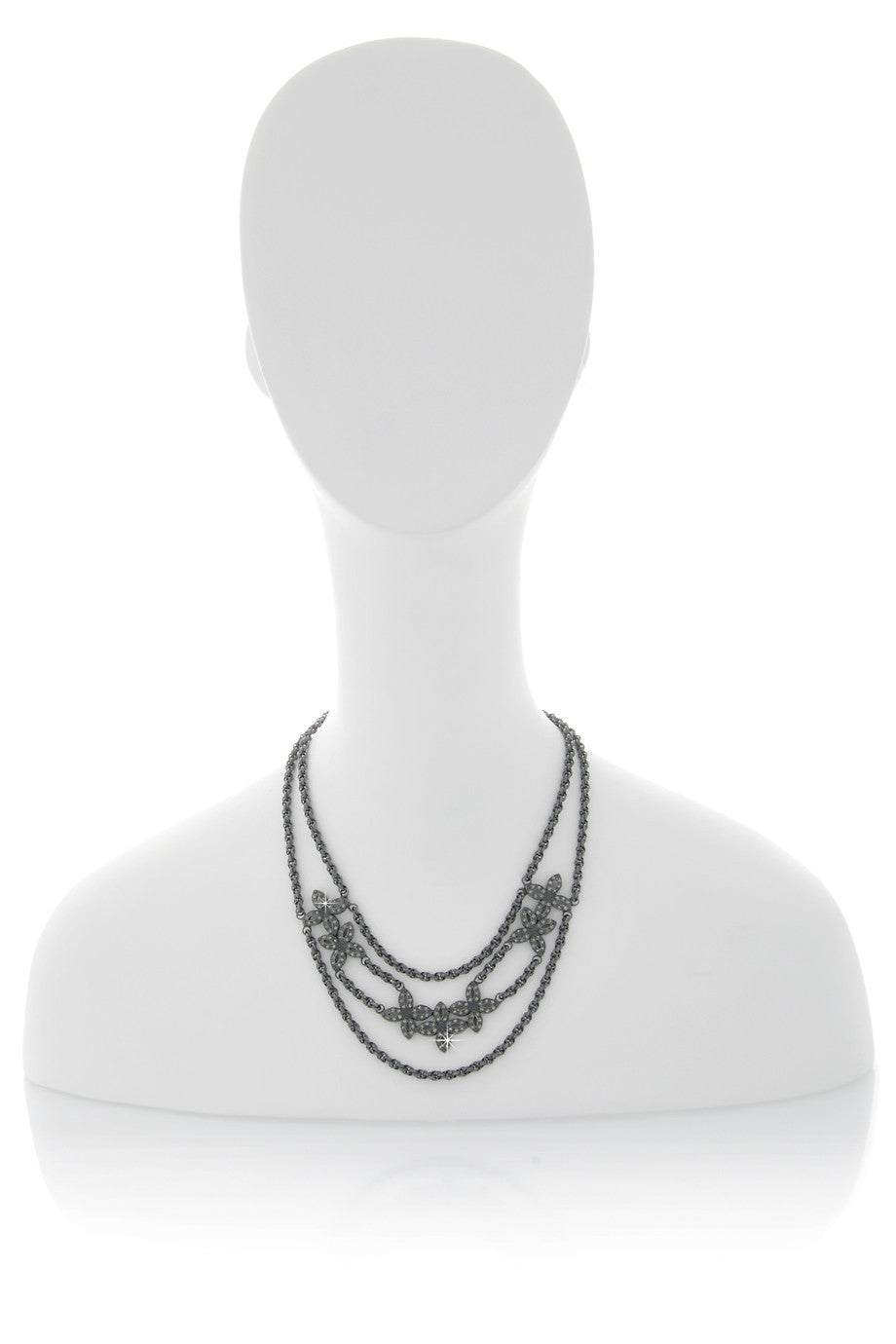 Γκρι Κολιέ με Λουλούδια - Lk Designs | Κοσμήματα