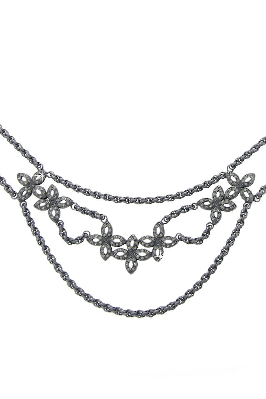 Γκρι Κολιέ με Λουλούδια - Lk Designs | Κοσμήματα