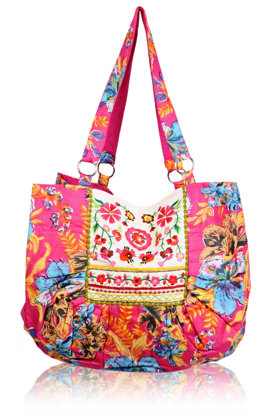 MANOUCHE bloemen fuchsia tas