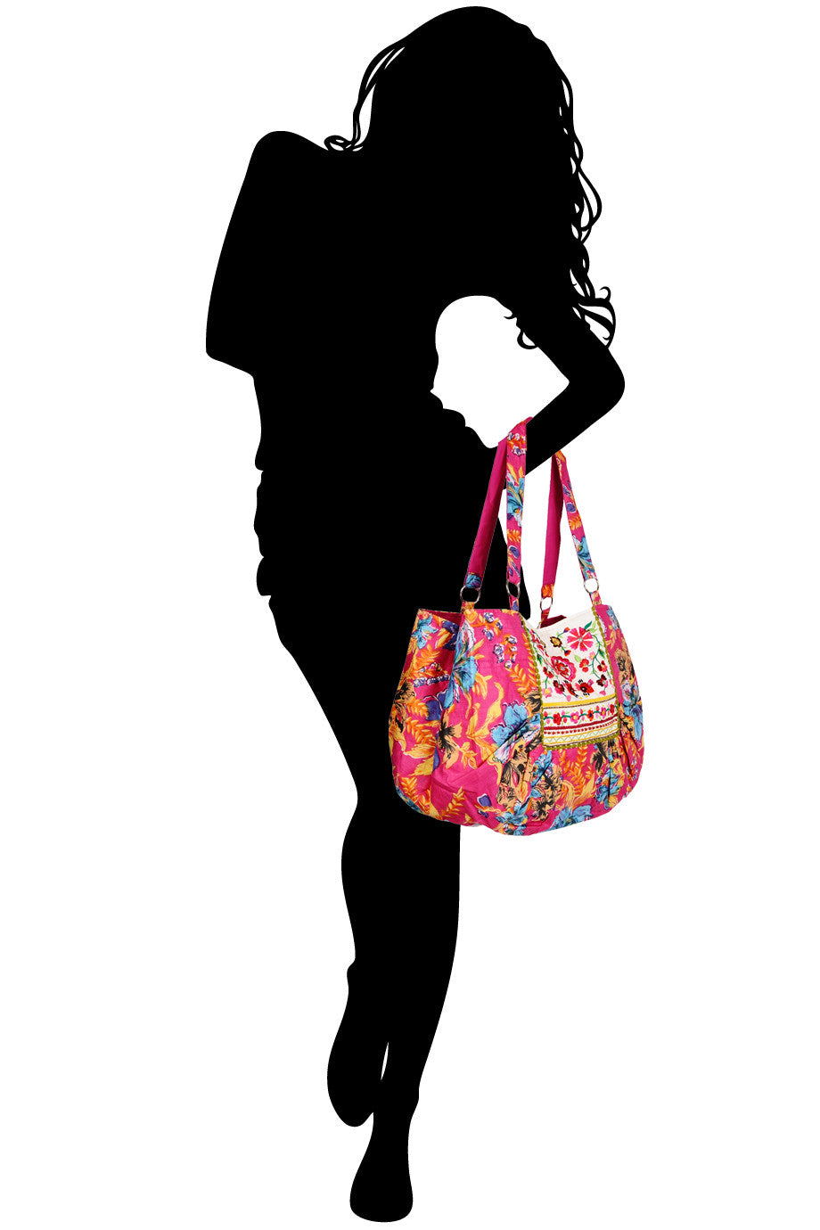 MANOUCHE bloemen fuchsia tas