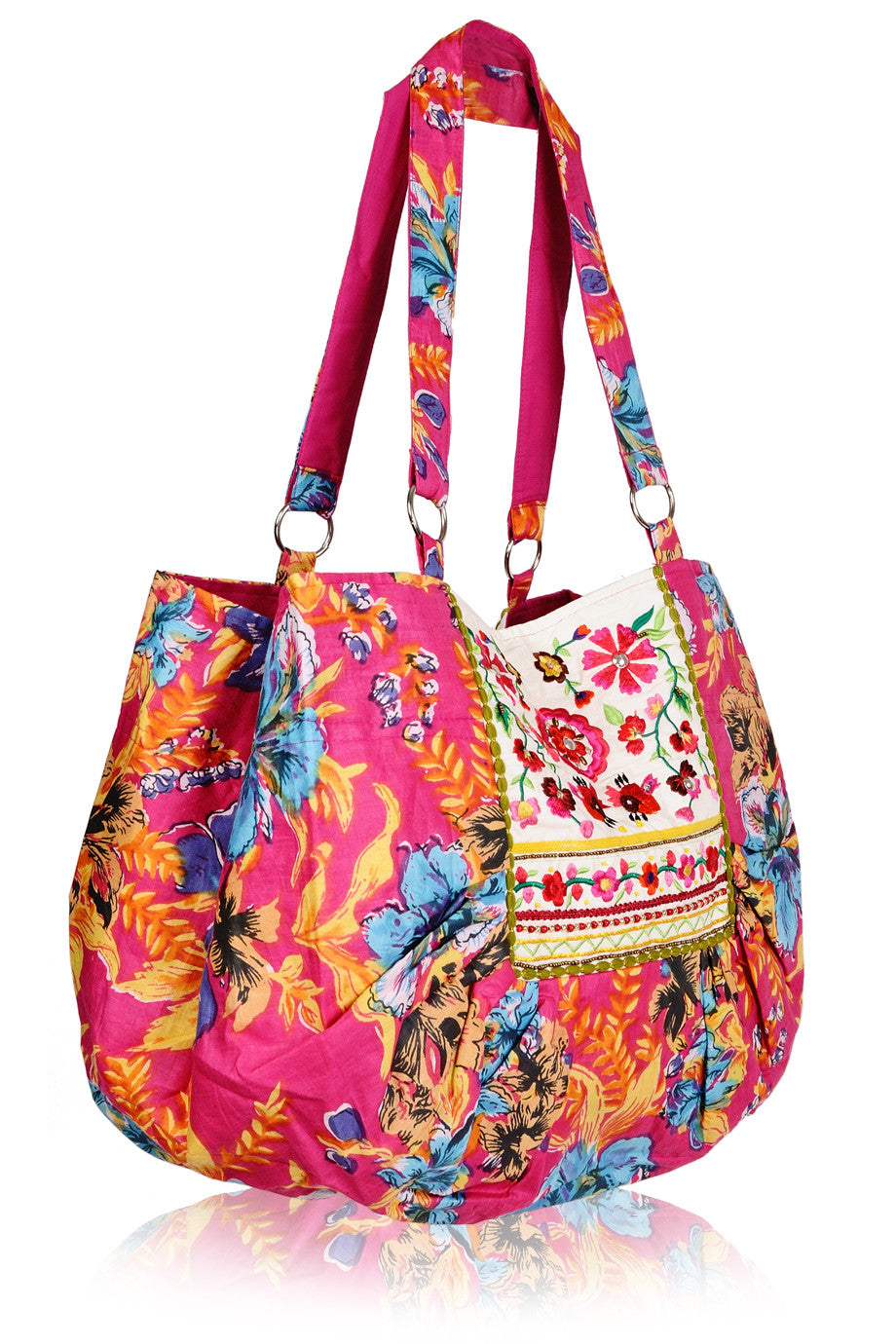 MANOUCHE bloemen fuchsia tas