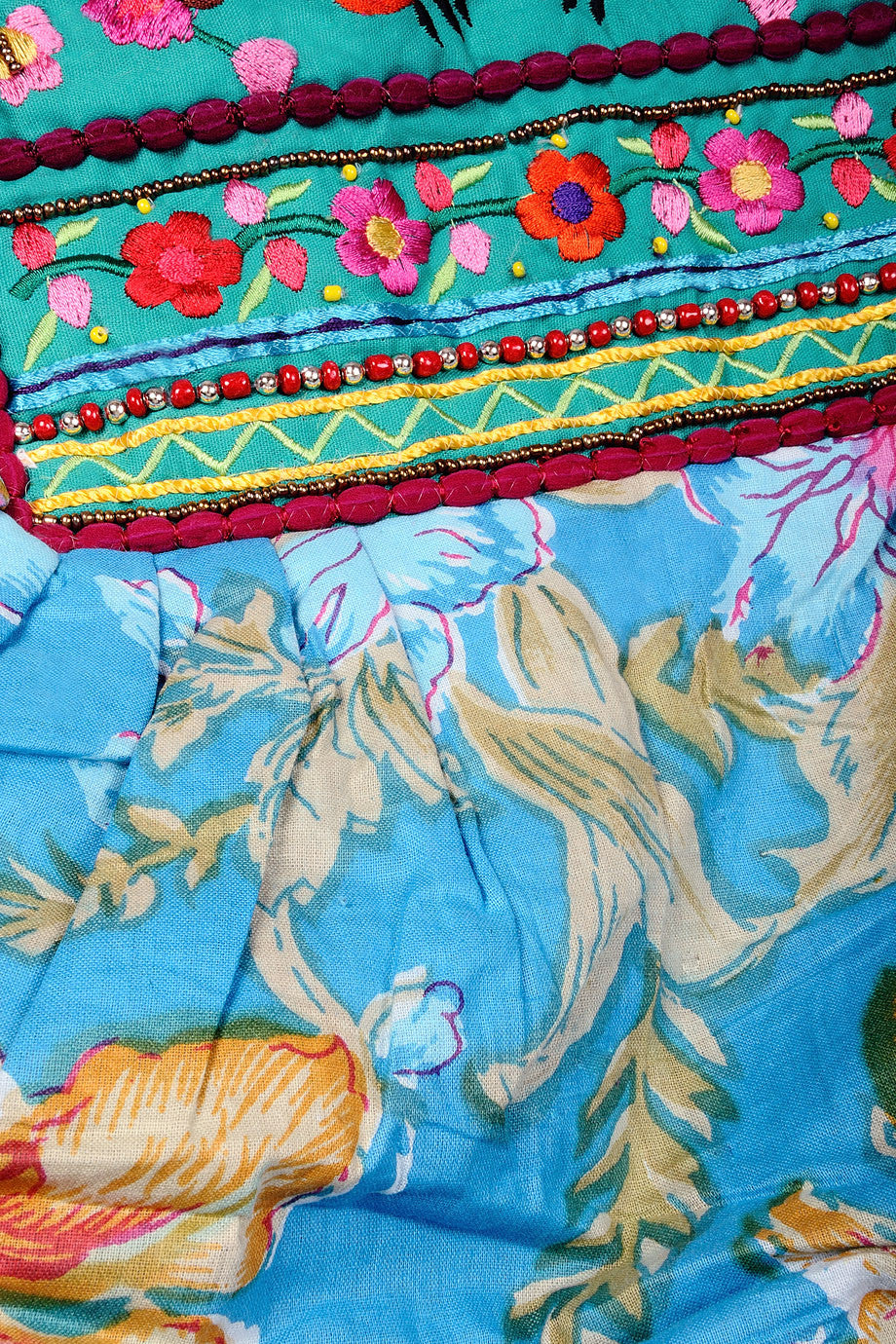 MANOUCHE Blauwe tas met bloemen