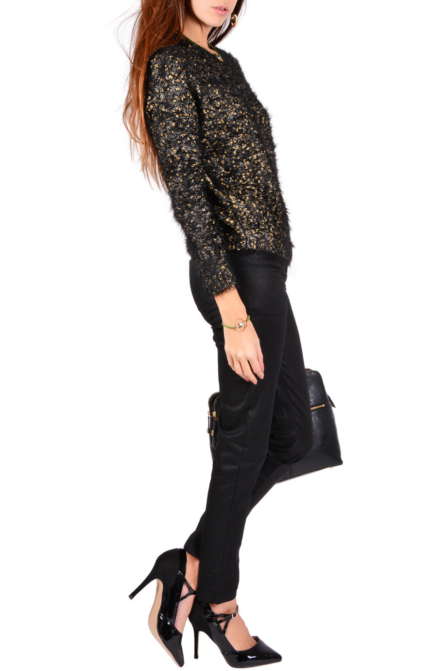 Μαύρο Παντελόνι με Snakeskin Τύπωμα | Γυναικεία Παντελόνια