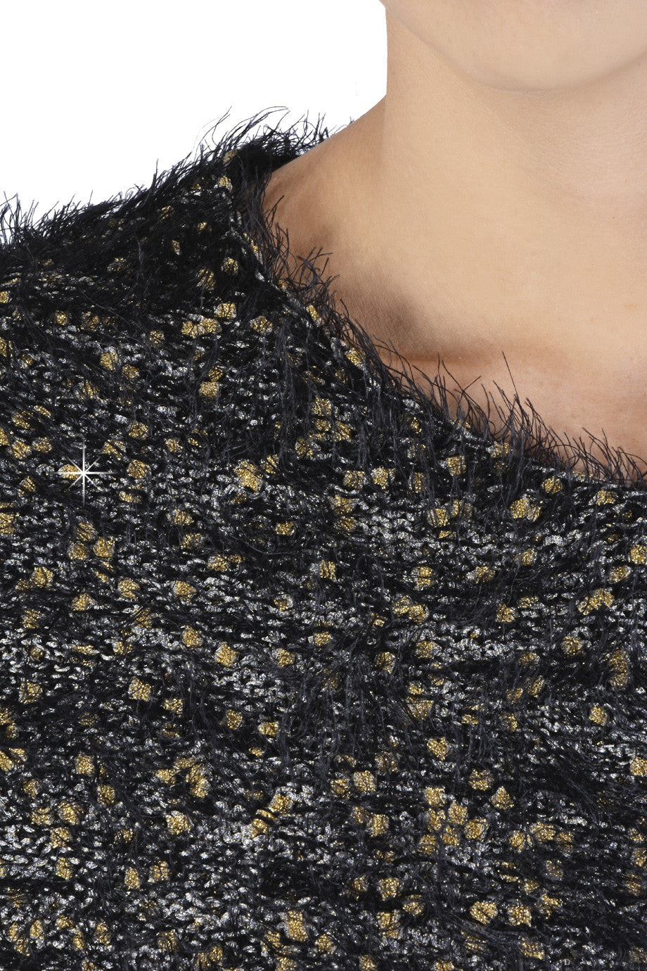 Μαύρη Χρυσαφί Χνουδωτή Μπλούζα | Γυναικεία Ρούχα