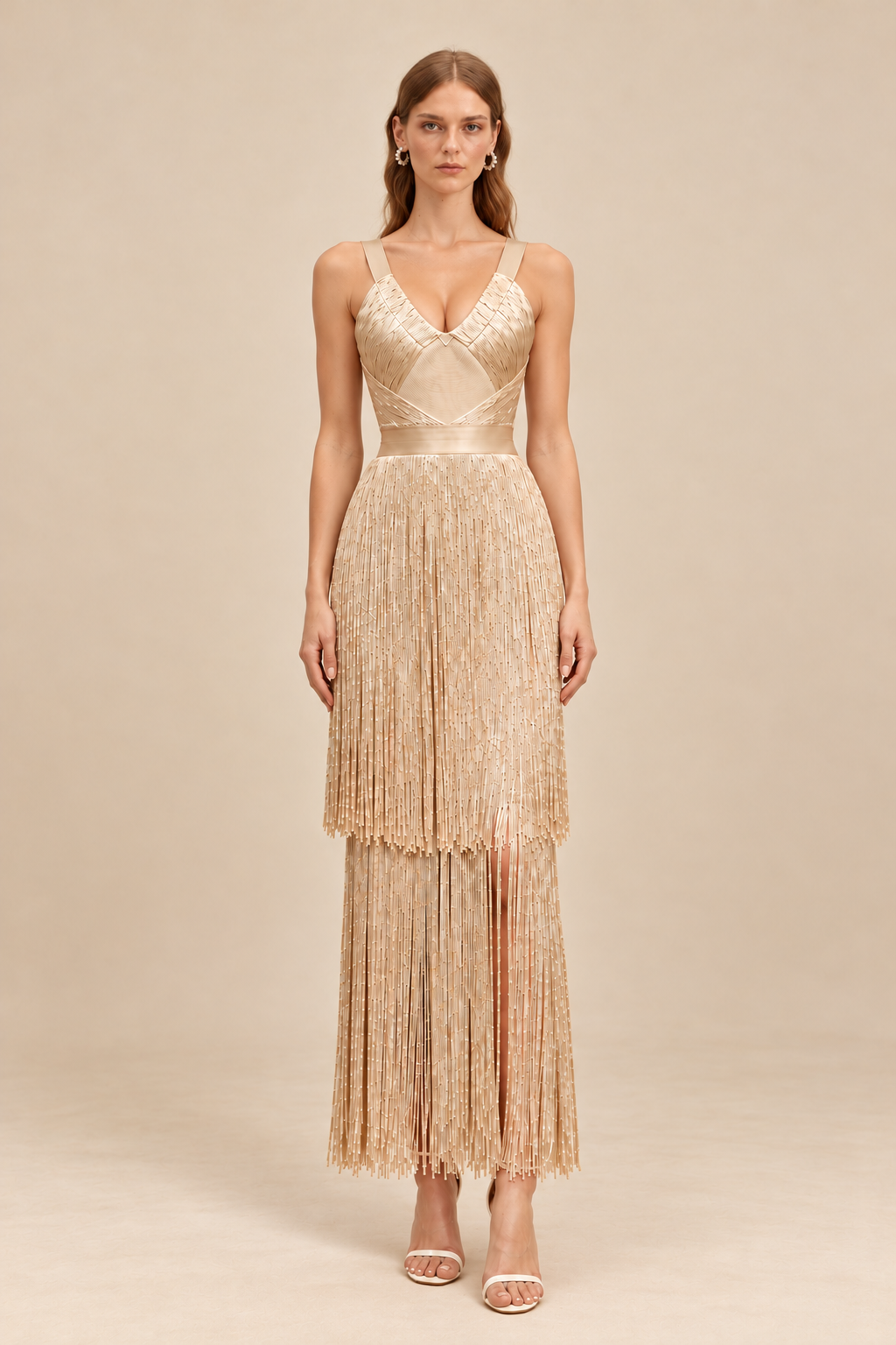 Amarante Bandage-stijl jurk met franjes