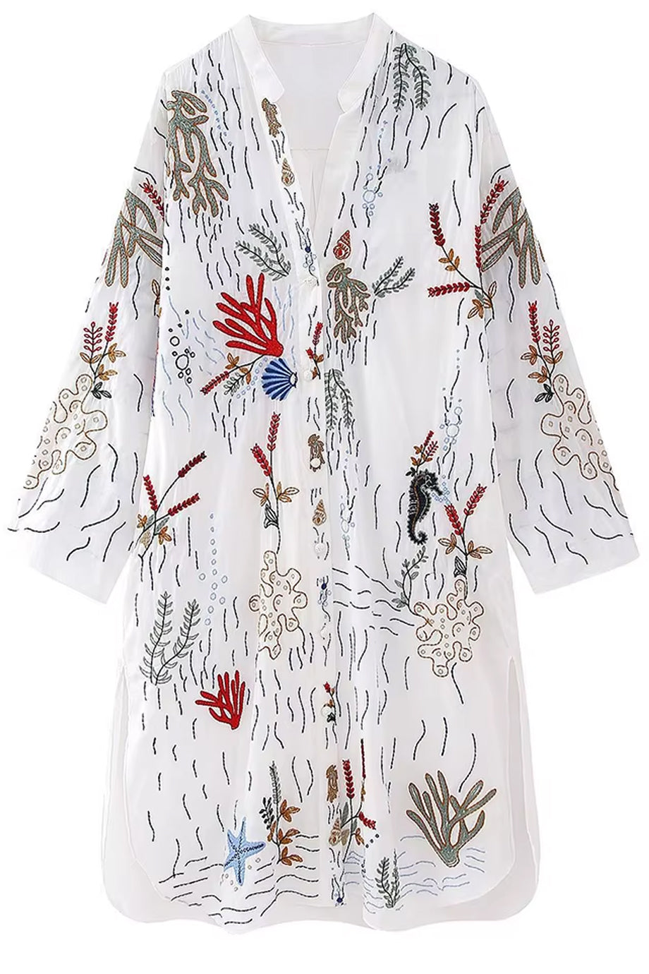 Coraline Κιμονό Πουκαμίσα με Κεντήματα  | Beachwear - Loungewear - Kimono | Coraline Embroidered Kimono Shirt