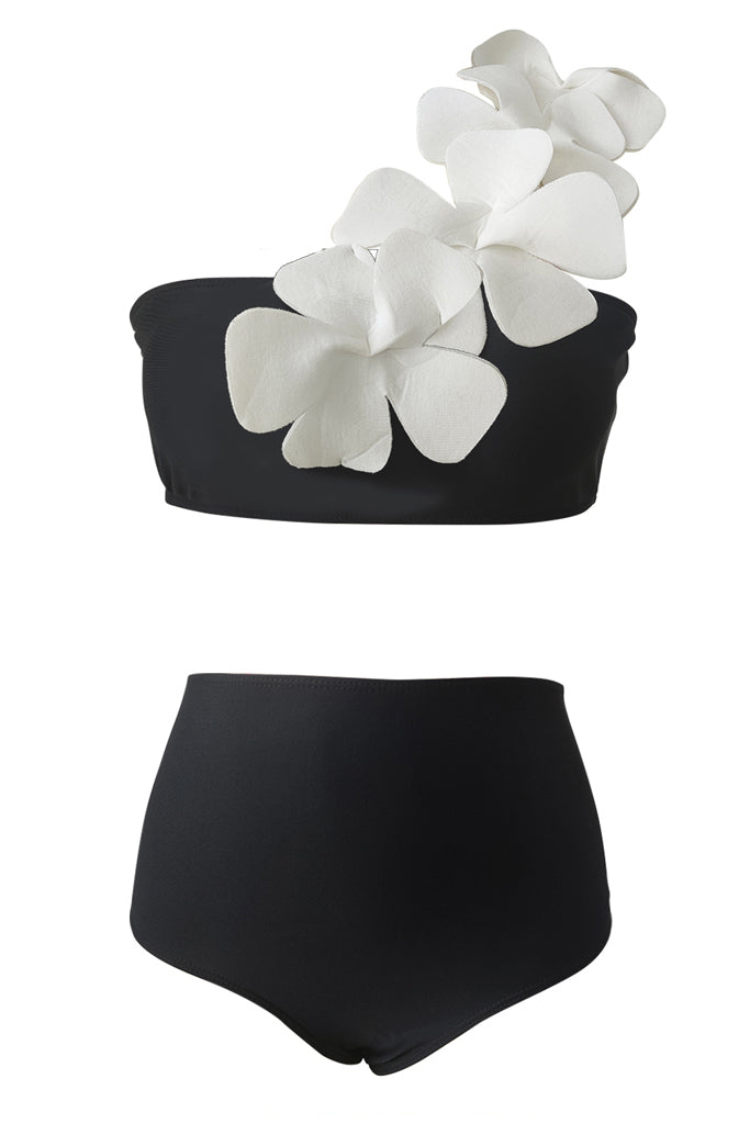 Shylania zwart bikinibadpak met bloem