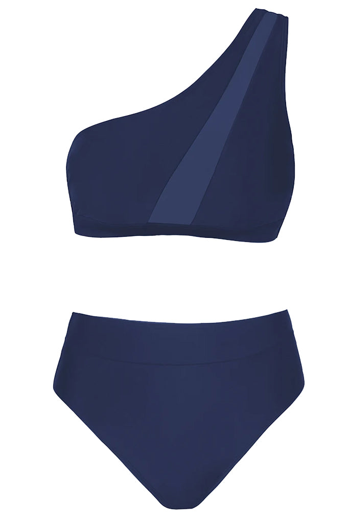 Lublina blauwe bikini-badkleding met één schouder