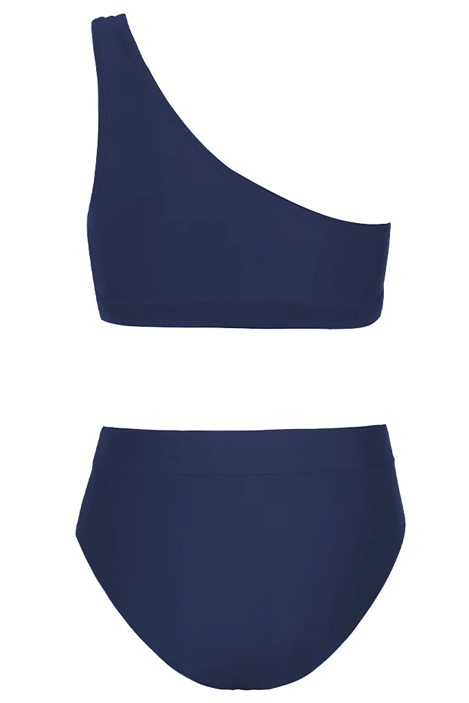 Lublina blauwe bikini-badkleding met één schouder